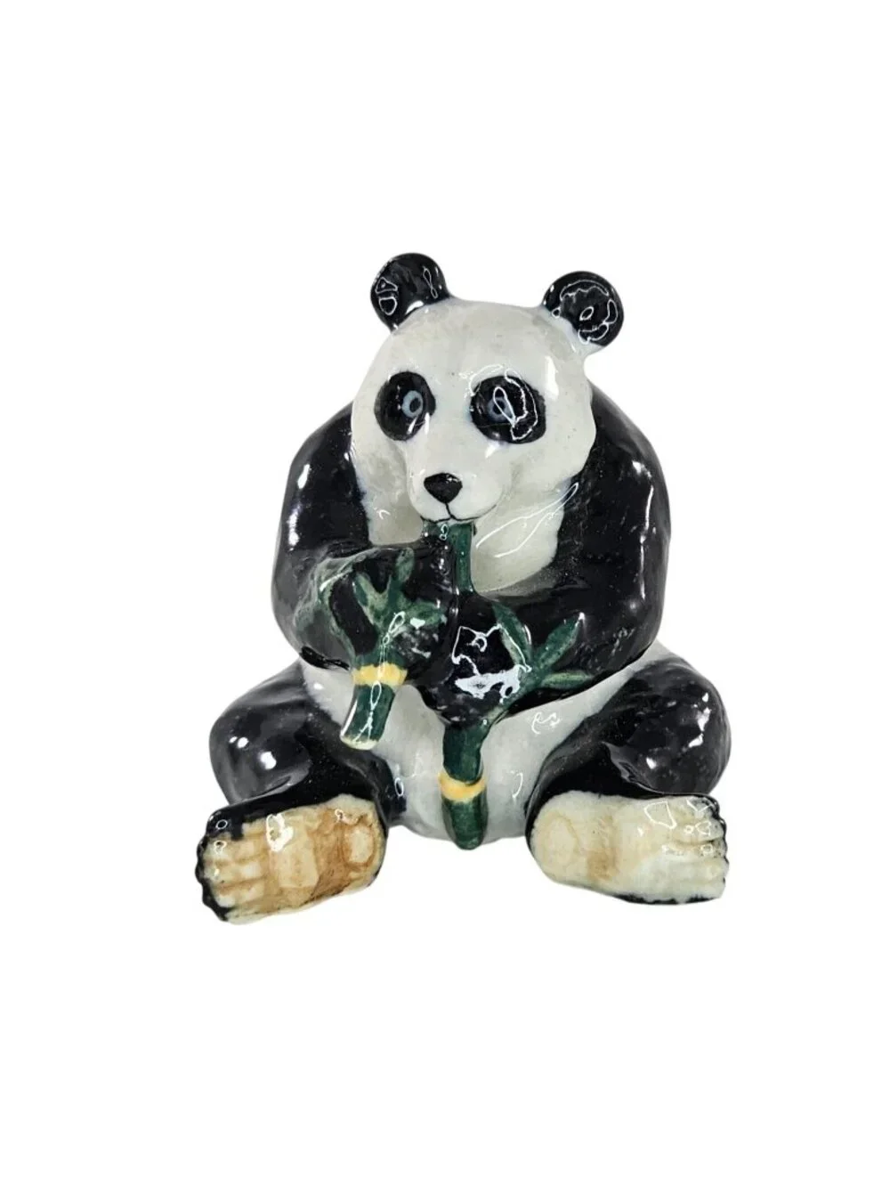 Klima Panda Bear Eating Bamboo Miniature Figurine Porcelain Collectible Sitting